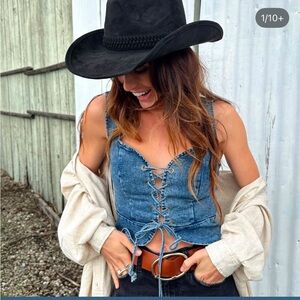 Denim Lace-Up Corset Top